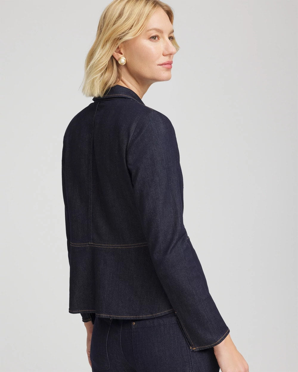 Chico's Hot Sale - Denim Peplum Blazer Cedar Rinse