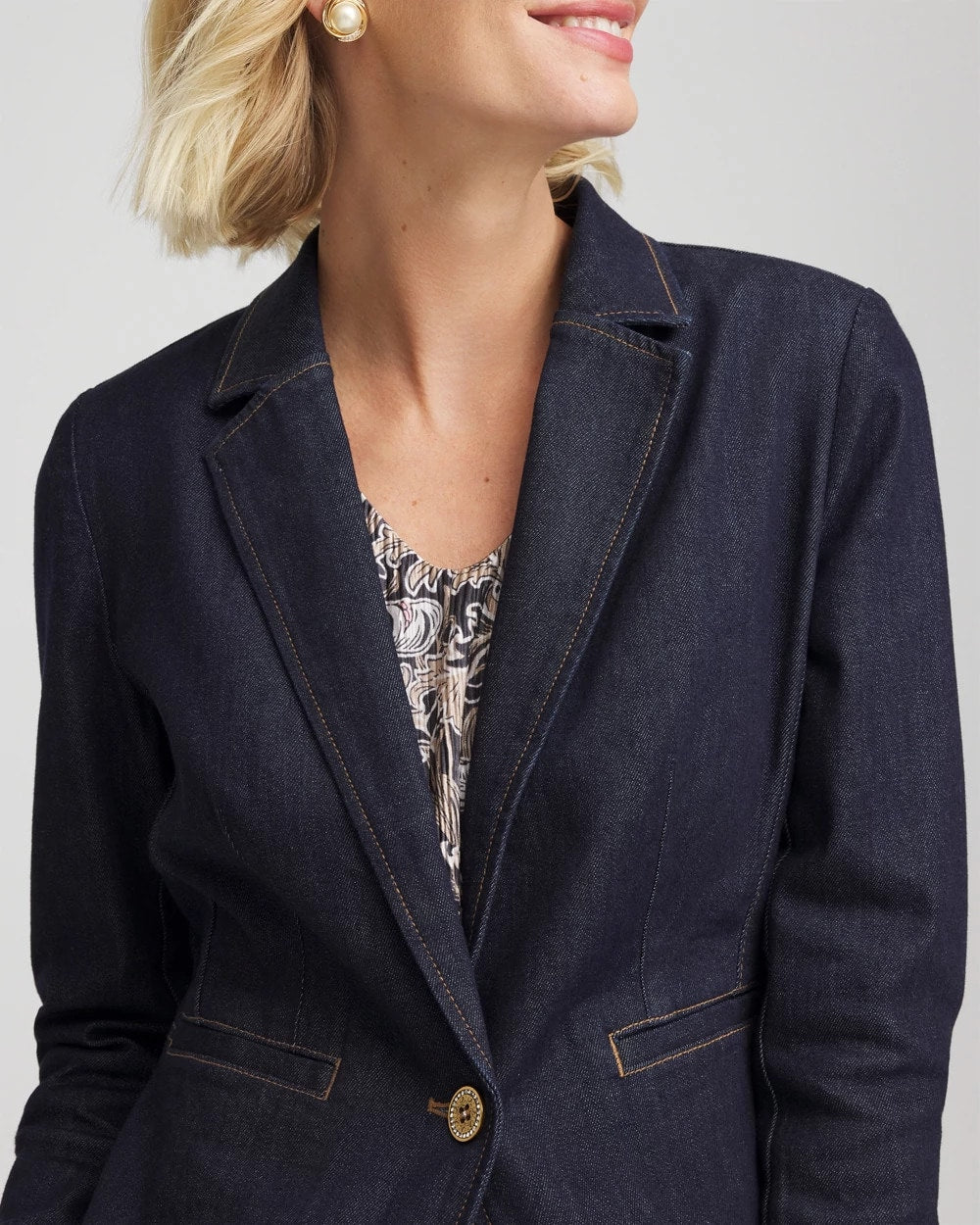 Chico's Hot Sale - Denim Peplum Blazer Cedar Rinse
