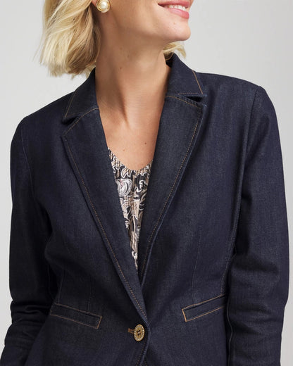 Chico's Hot Sale - Denim Peplum Blazer Cedar Rinse