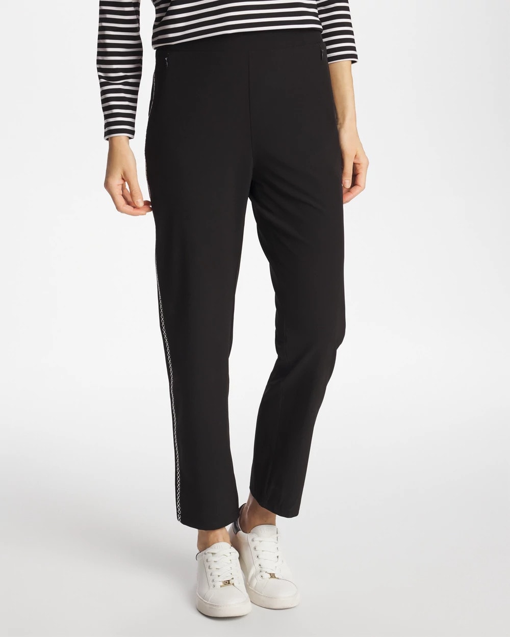 Chico's Signature - Zenergy® UPF Lattice-Trim Ankle Pants Black