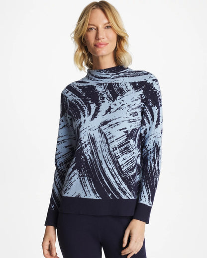 Chico's Featured - Zenergy® Luxe Sketch Funnelneck Top Crystal Topaz