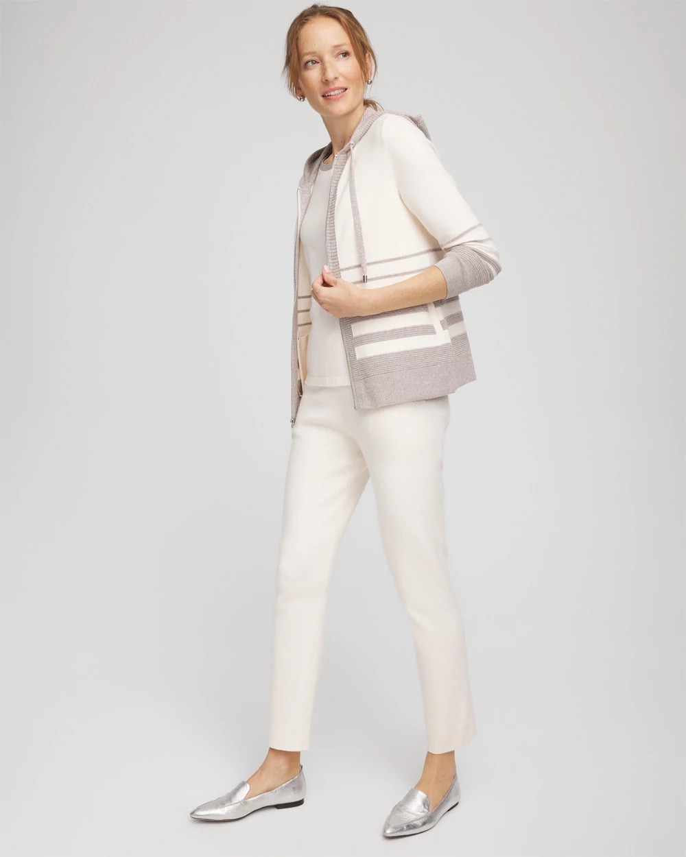 Chico's Best Price - Zenergy® Luxe Metallic Striped Sweater English Cream