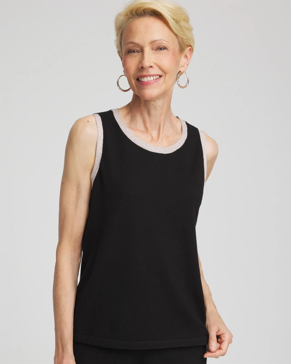 Chico's Value - Zenergy® Luxe Metallic Trim Tank Black
