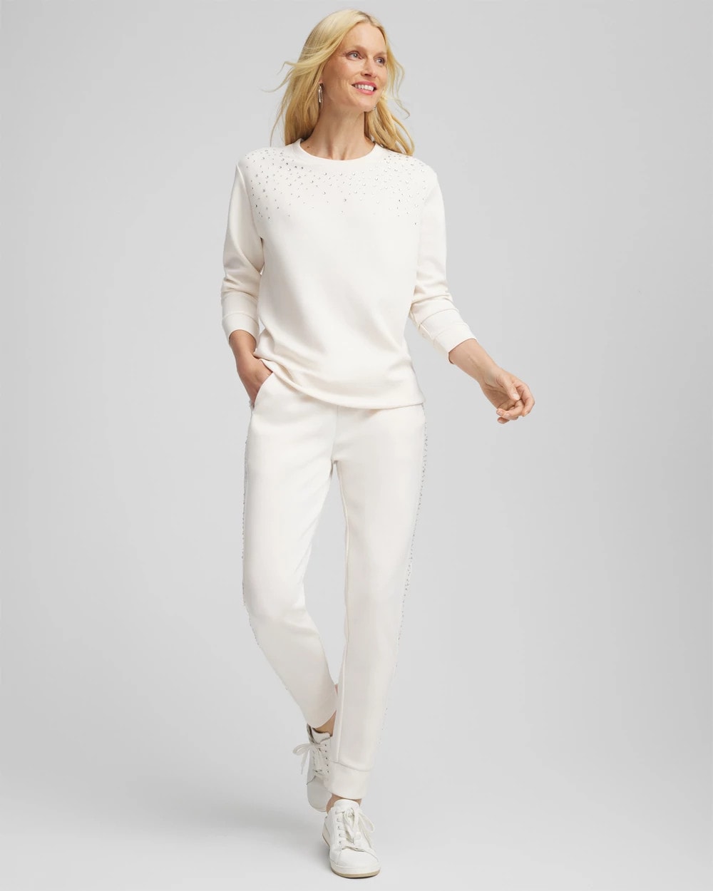 Chico's Value - Zenergy® Rhinestone Joggers English Cream