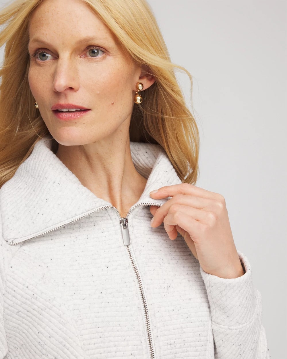 Chico's Popular - Zenergy® Textured Rib Tunic Light Heather Gray