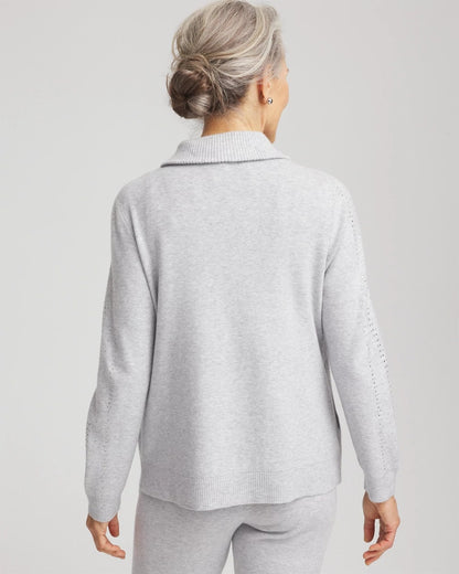 Chico's Customer Favorite - Zenergy® Luxe Diamante Zip Cardigan Frosted Gray Heather
