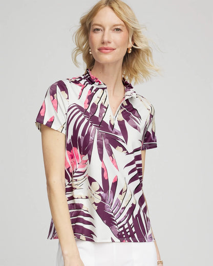 Chico's New - Zenergy® UPF Ruffle-Neck Polo Violet Aura