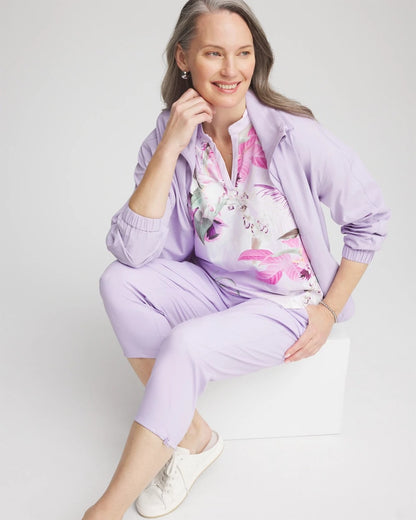 Chico's New - Zenergy® UPF Floral Polo Violet Aura