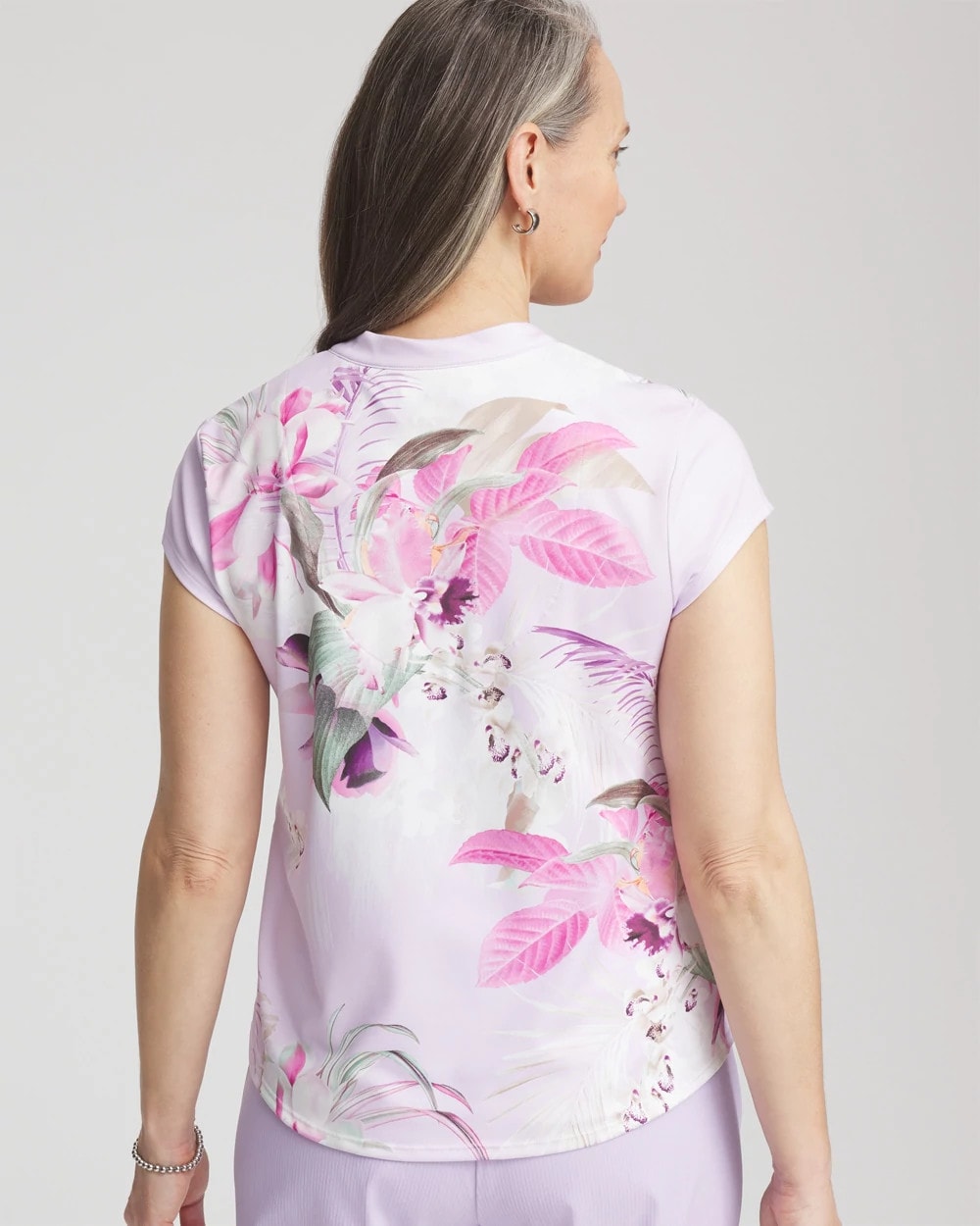 Chico's New - Zenergy® UPF Floral Polo Violet Aura