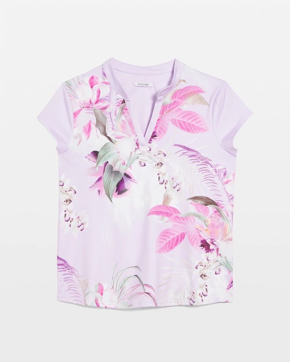 Chico's New - Zenergy® UPF Floral Polo Violet Aura