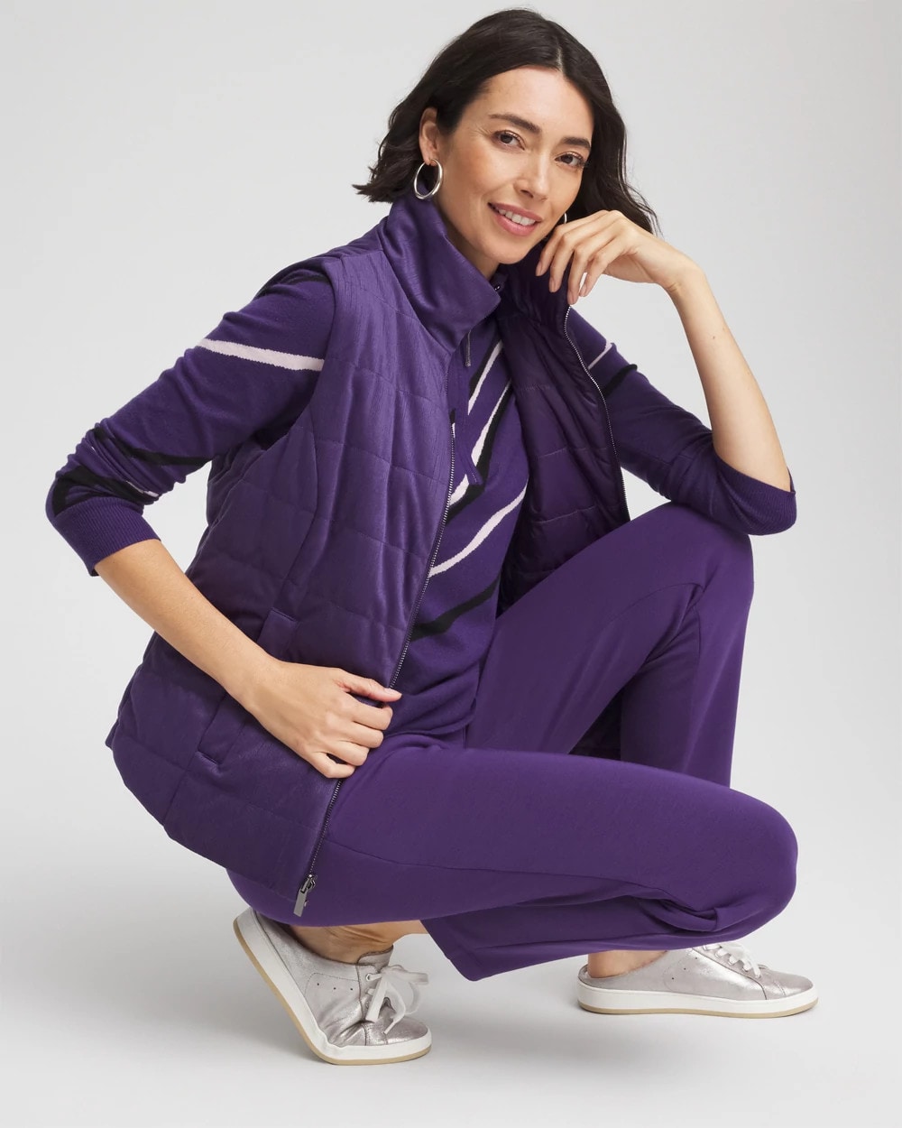 Chico's Top Pick - Zenergy® Reversible Velvet Puffer Vest Purple Elixir