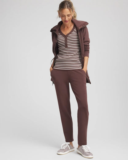Chico's Everyday - Zenergy® Ribbed Striped Henley Tee Espresso