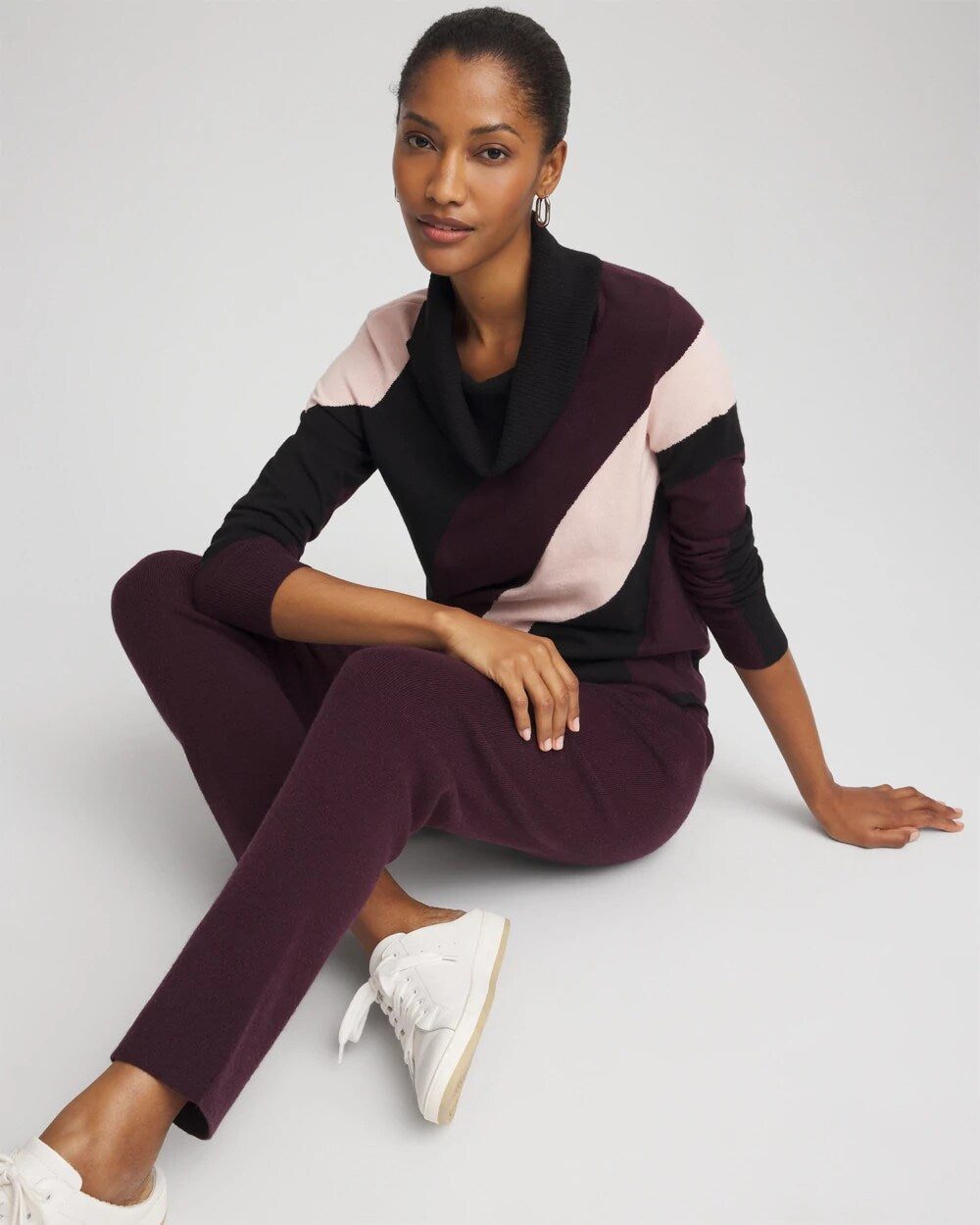 Chico's Classic - Zenergy® Luxe Intarsia Cowlneck Top Night Bloom