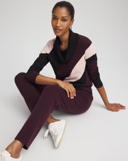 Chico's Classic - Zenergy® Luxe Intarsia Cowlneck Top Night Bloom