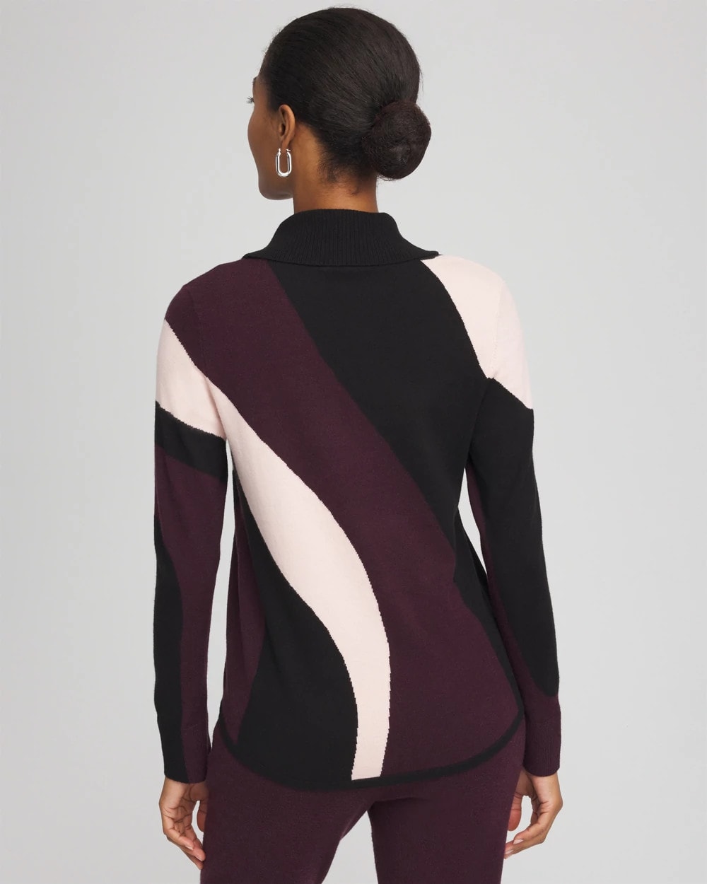 Chico's Classic - Zenergy® Luxe Intarsia Cowlneck Top Night Bloom