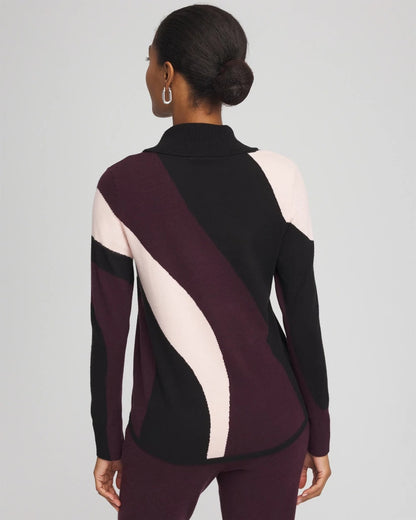 Chico's Classic - Zenergy® Luxe Intarsia Cowlneck Top Night Bloom