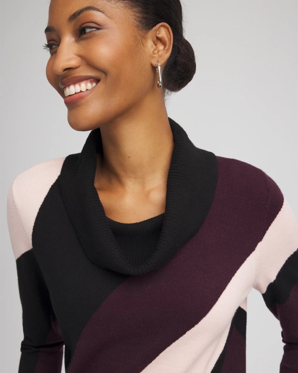 Chico's Classic - Zenergy® Luxe Intarsia Cowlneck Top Night Bloom