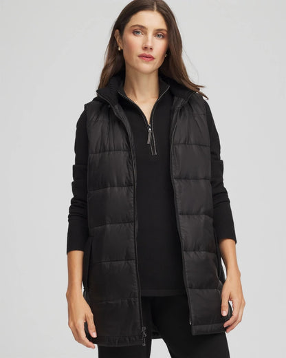 Chico's Top Pick - Zenergy® Quilted Hooded Vest Black