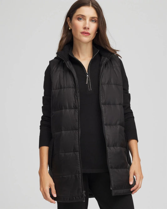 Chico's Top Pick - Zenergy® Quilted Hooded Vest Black