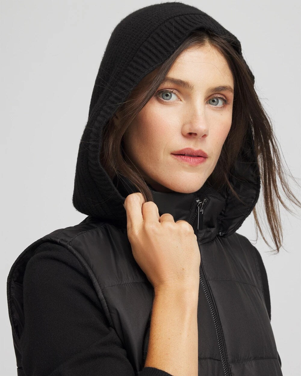 Chico's Top Pick - Zenergy® Quilted Hooded Vest Black