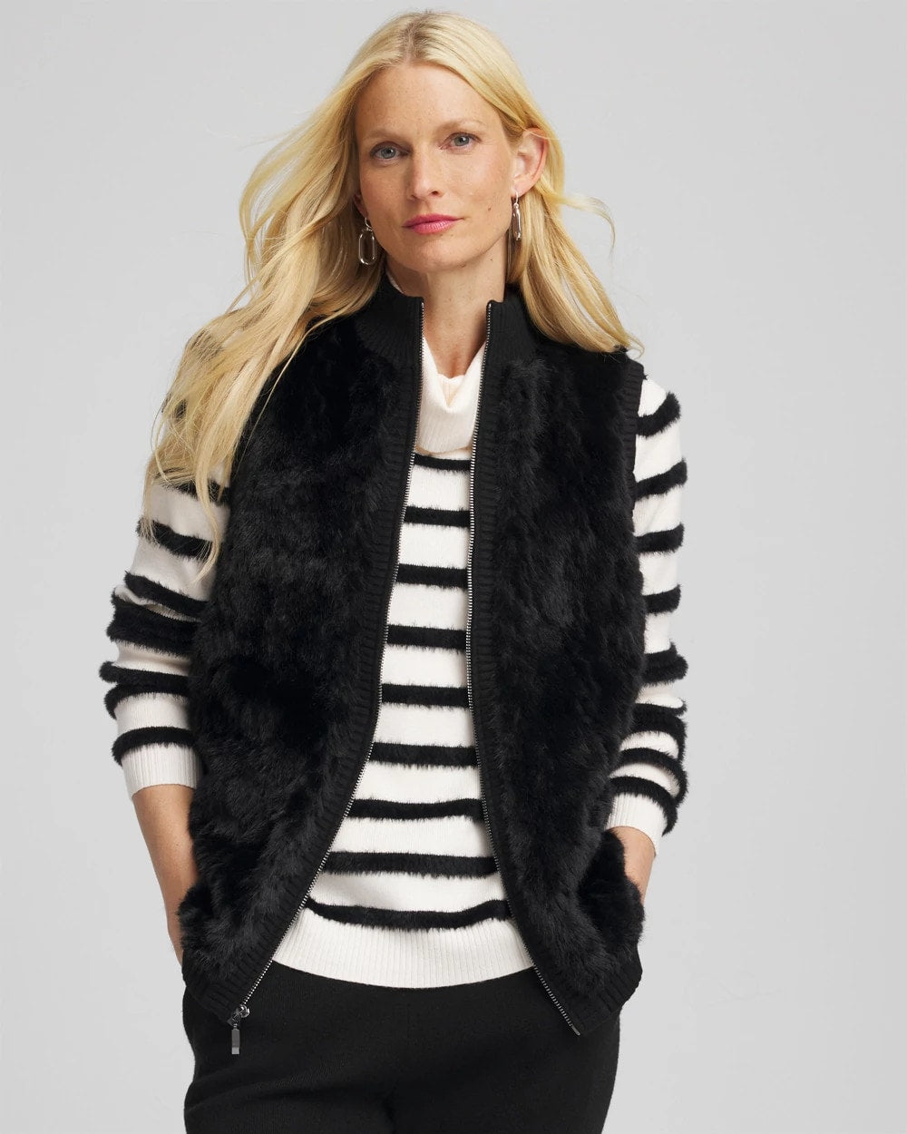 Chico's Signature - Zenergy® Luxe Faux Fur Vest Black