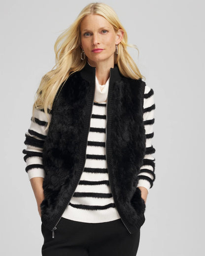 Chico's Signature - Zenergy® Luxe Faux Fur Vest Black