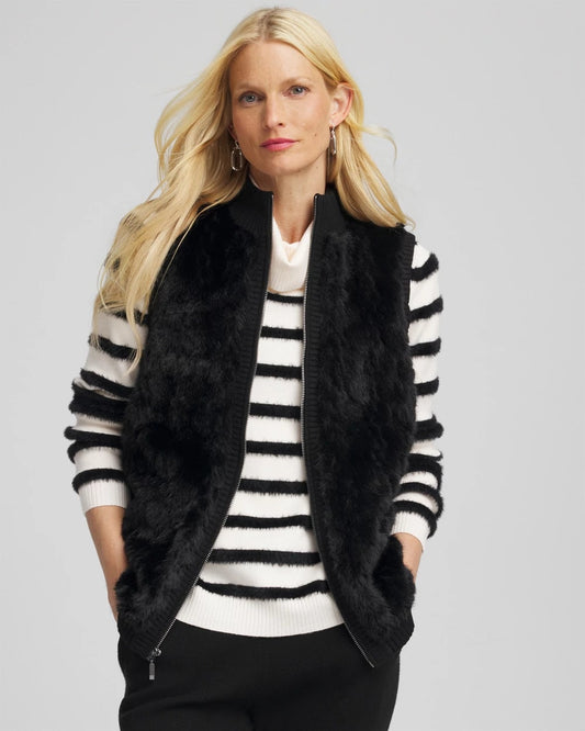 Chico's Signature - Zenergy® Luxe Faux Fur Vest Black