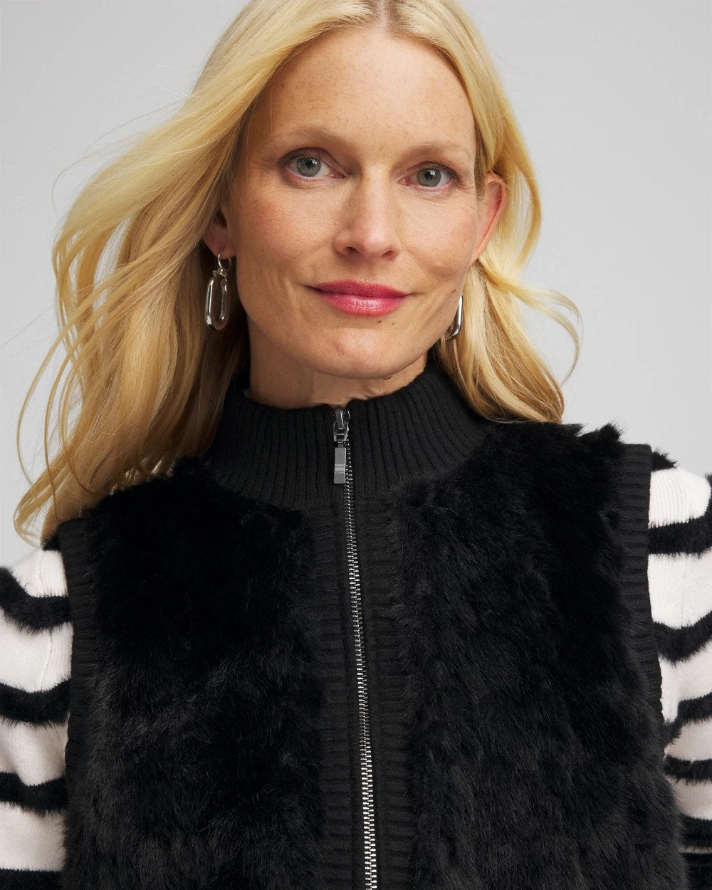 Chico's Signature - Zenergy® Luxe Faux Fur Vest Black