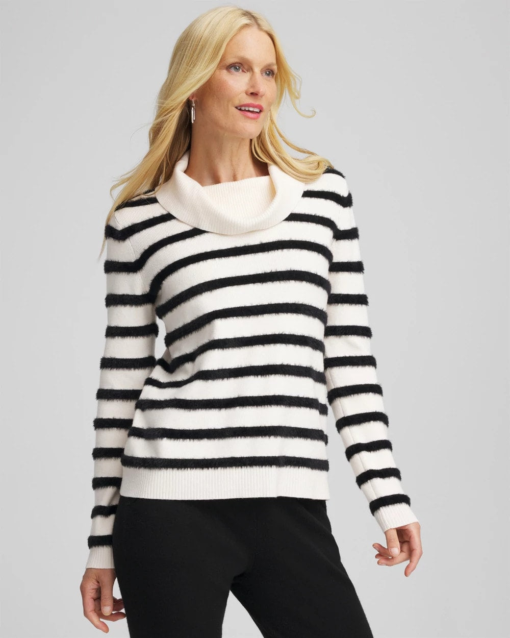 Chico's Deals - Zenergy® Luxe Eyelash Striped Sweater Black