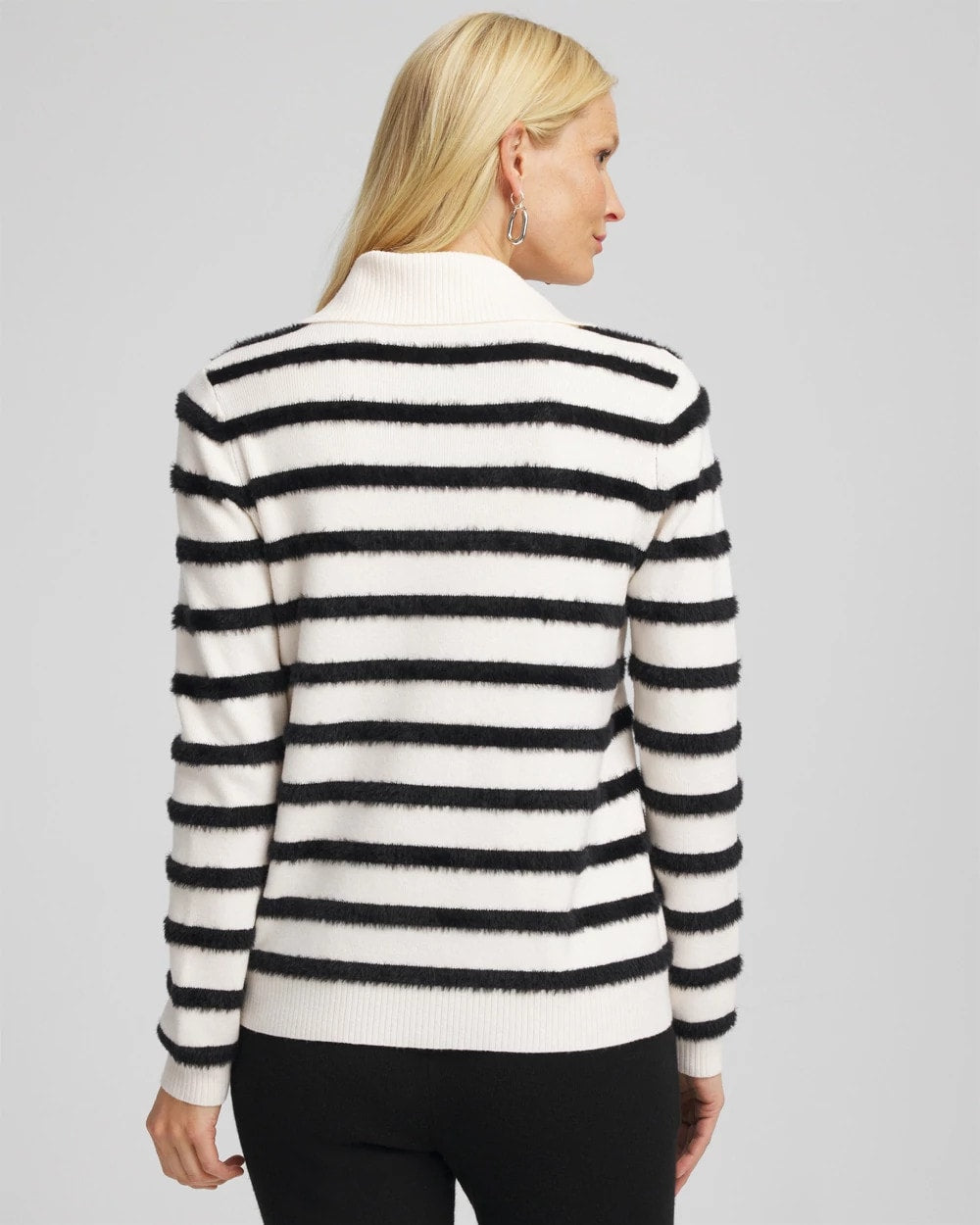 Chico's Deals - Zenergy® Luxe Eyelash Striped Sweater Black