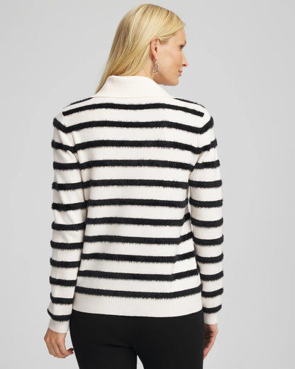 Chico's Deals - Zenergy® Luxe Eyelash Striped Sweater Black