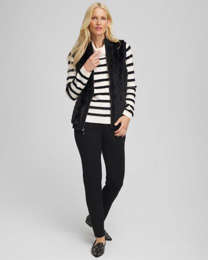 Chico's Deals - Zenergy® Luxe Eyelash Striped Sweater Black