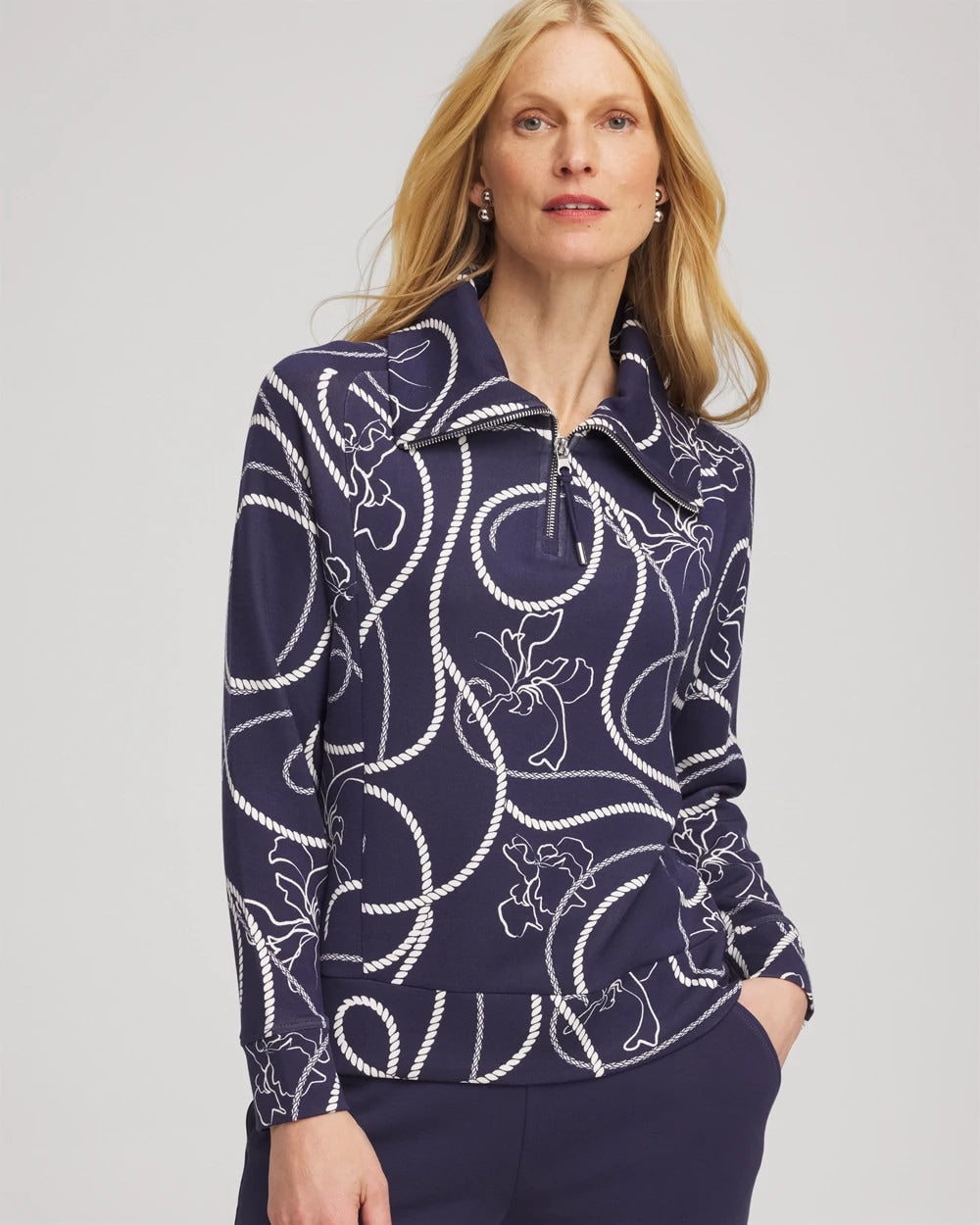 Chico's New - Zenergy® Soft Melody Half-Zip Top Passport Blue