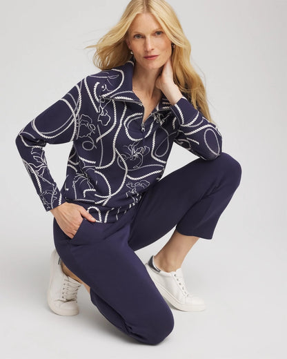 Chico's New - Zenergy® Soft Melody Half-Zip Top Passport Blue