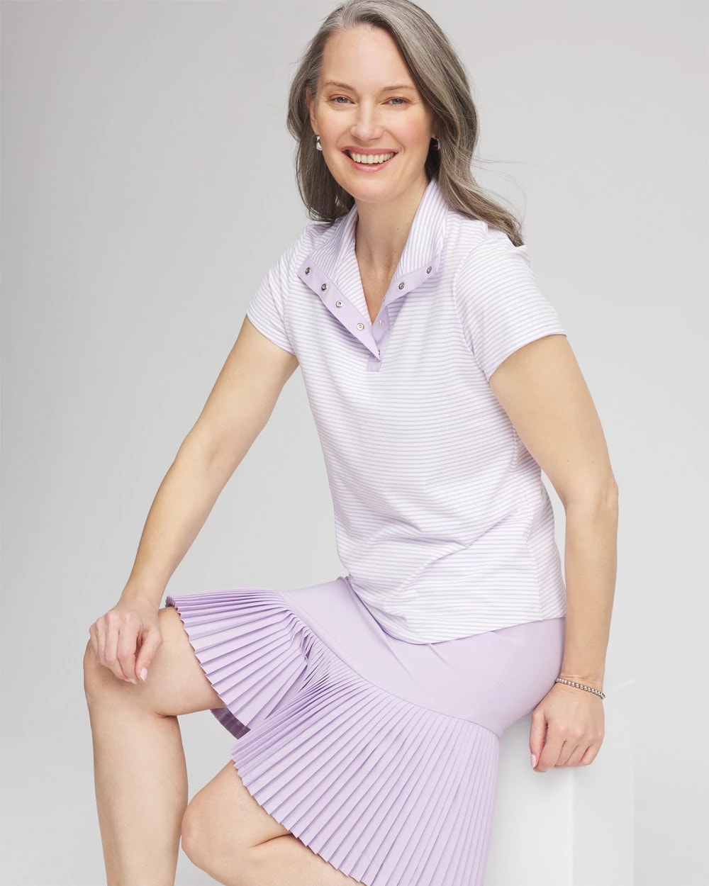 Chico's Best Seller - Zenergy® Striped UPF Short-Sleeve Top Violet Aura