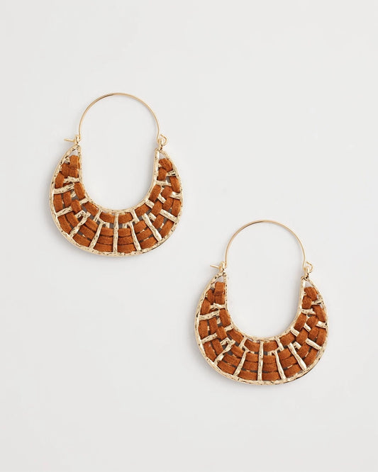 Chico's Top Pick - Leather Half-Moon Hoop Earrings Neutral