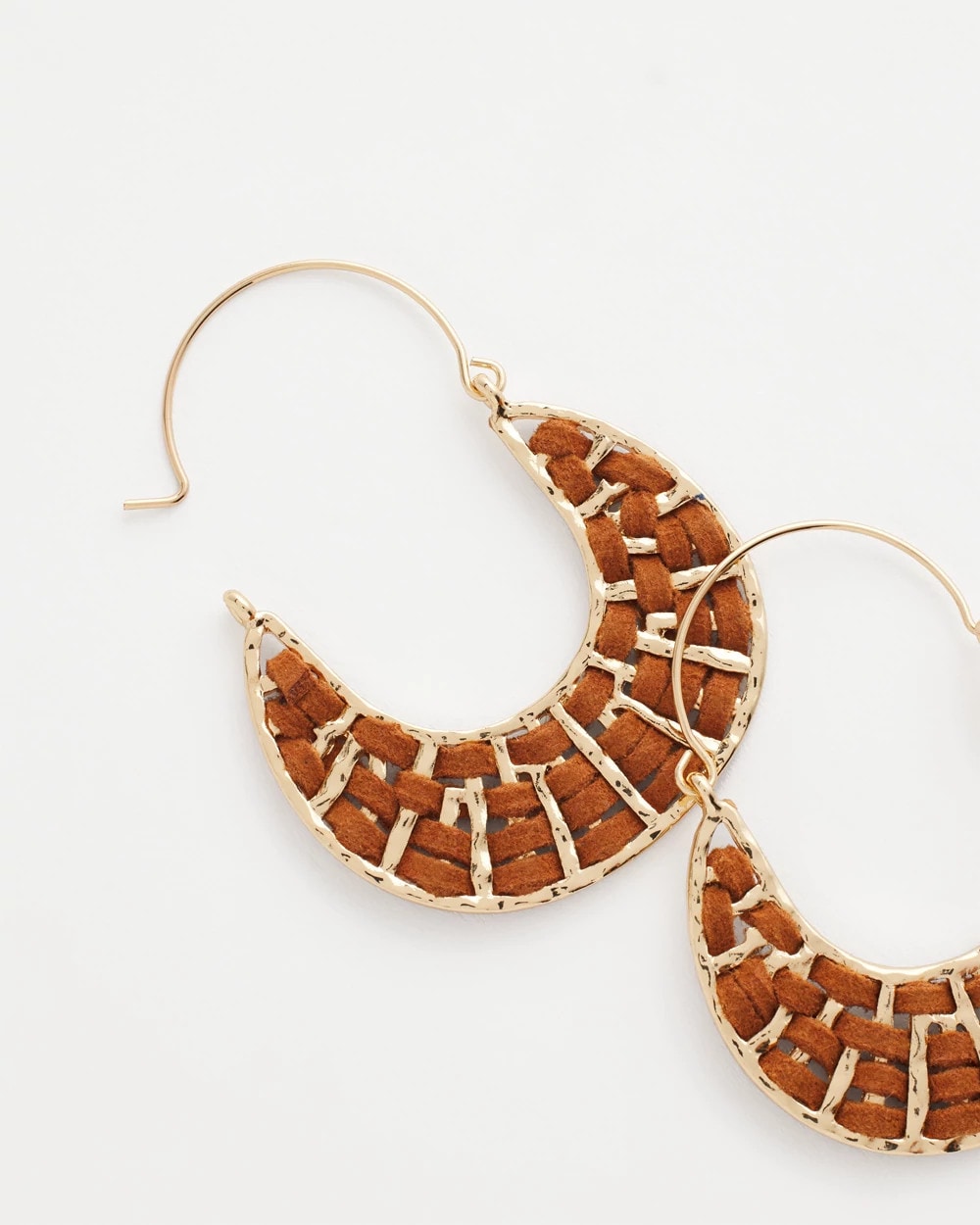 Chico's Top Pick - Leather Half-Moon Hoop Earrings Neutral