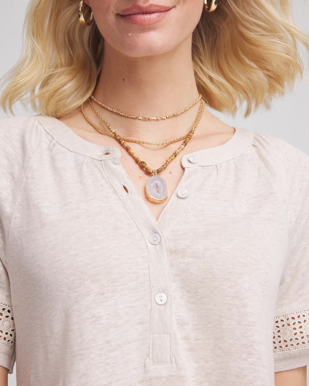 Chico's Featured - Convertible Agate Pendant Necklace Neutral