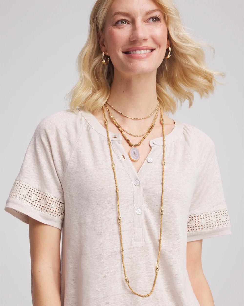 Chico's Featured - Convertible Agate Pendant Necklace Neutral