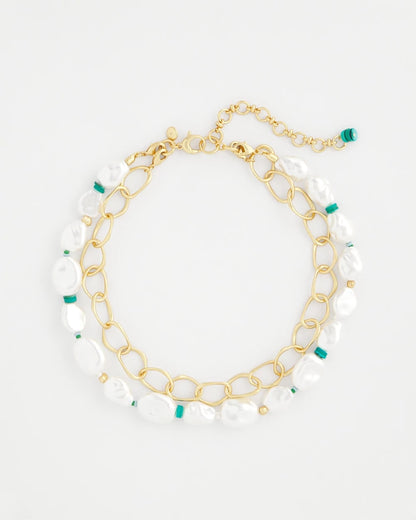 Chico's Premium - Pearlescent Goldtone Collar Necklace Pearl