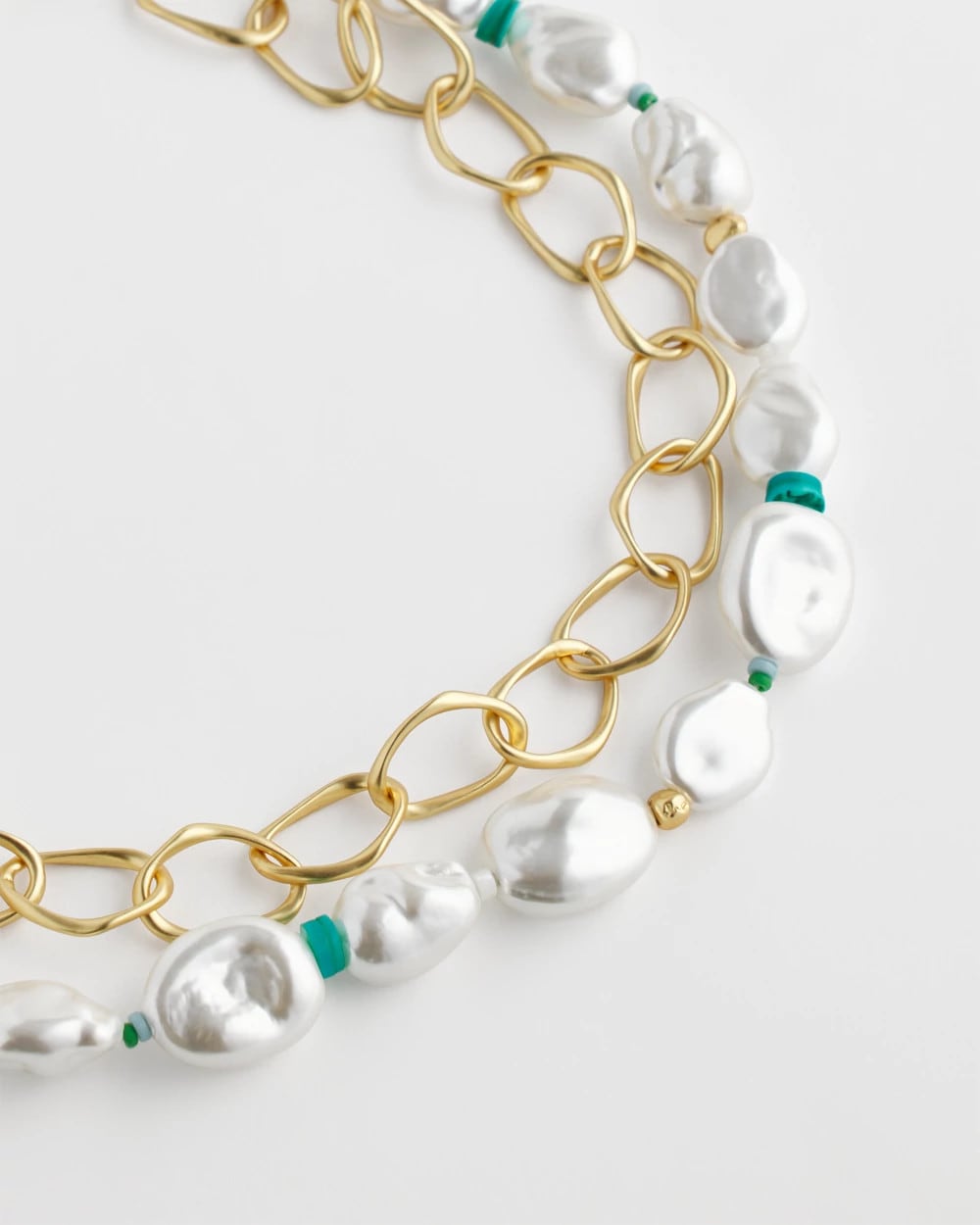 Chico's Premium - Pearlescent Goldtone Collar Necklace Pearl