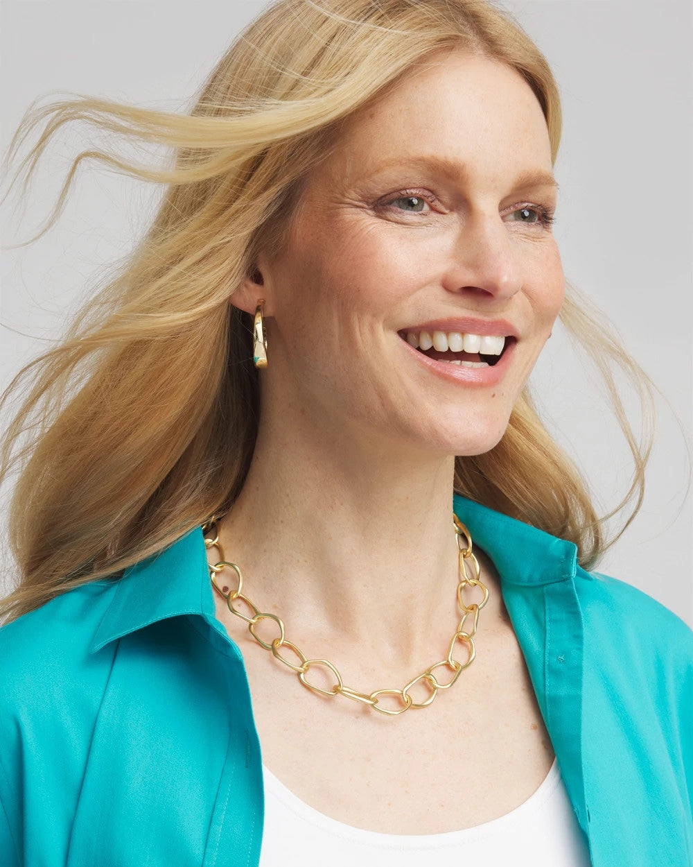 Chico's Premium - Pearlescent Goldtone Collar Necklace Pearl