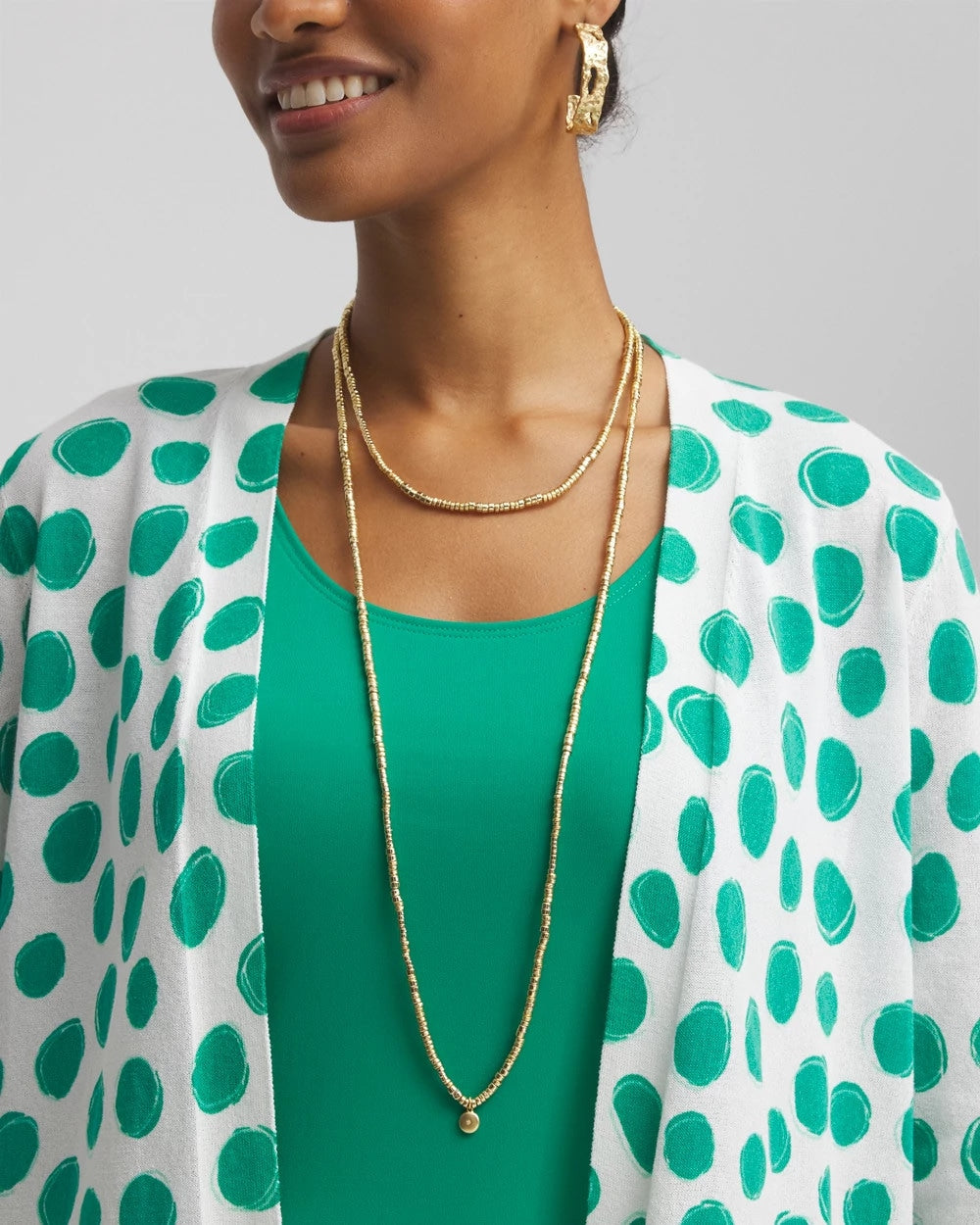 Chico's Popular - Long Goldtone Seed Bead Necklace Gold