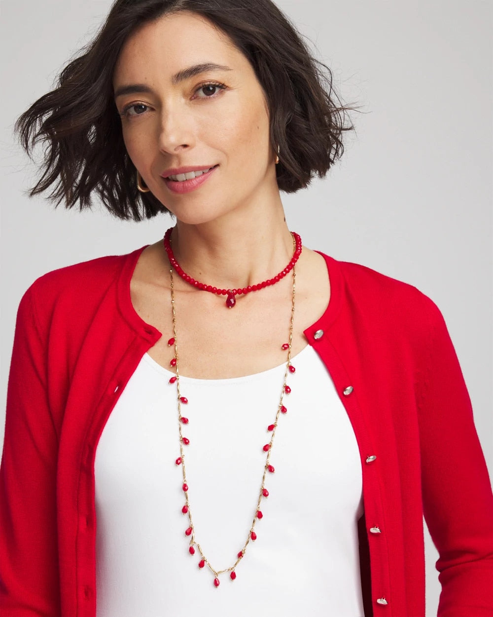 Chico's Discount - Convertible Red Necklace Red