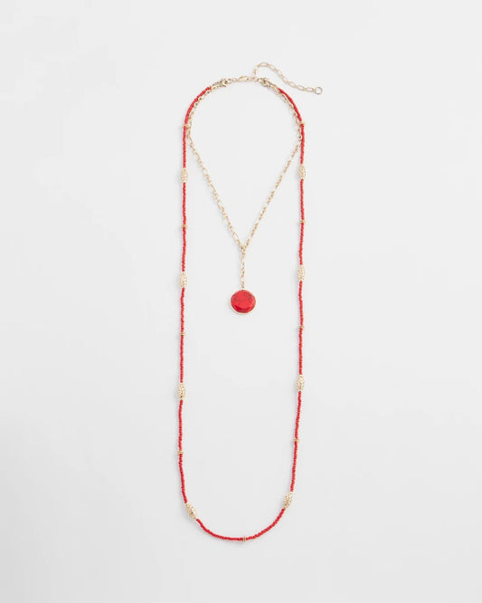 Chico's Recommended - Convertible Beaded Pendant Necklace Red