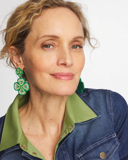 Chico's Customer Favorite - Clover Drop On Post Earrings Green