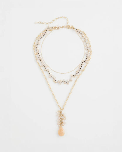 Chico's Sale - Convertible Rose Quartz Pendant Necklace Pale Pink
