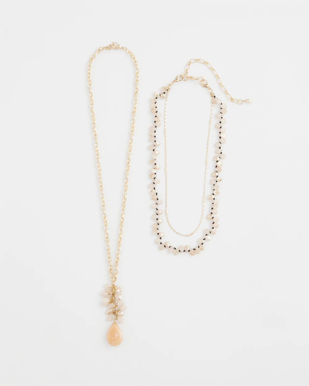 Chico's Sale - Convertible Rose Quartz Pendant Necklace Pale Pink