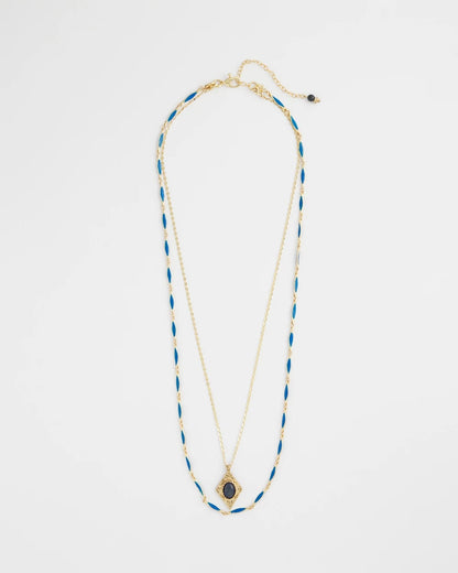 Chico's Quality - Double-Strand Sodalite Pendant Necklace Blue