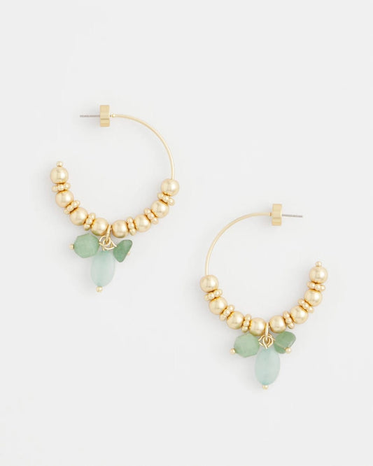 Chico's Special Offer - No Droop® Gem Beaded Hoop Earrings Gold